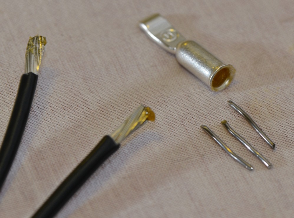 Anderson connector, cables, solder, fluxed and ready