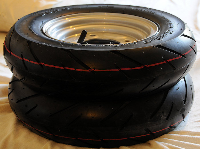 2 new wheels and tyres -- tubeless for powerchair